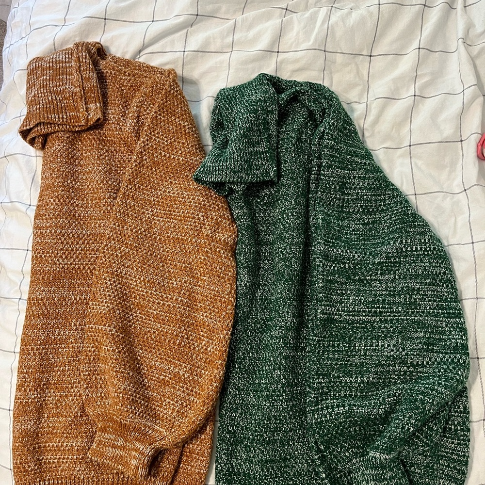 Cozy Knit Sweater Set - Green and Brown
